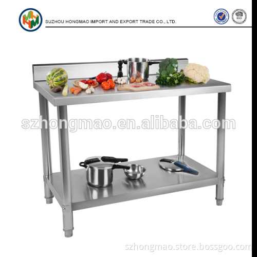 Adjustable Kitchen Stainless Steel Work Table With Backplane and Shelf